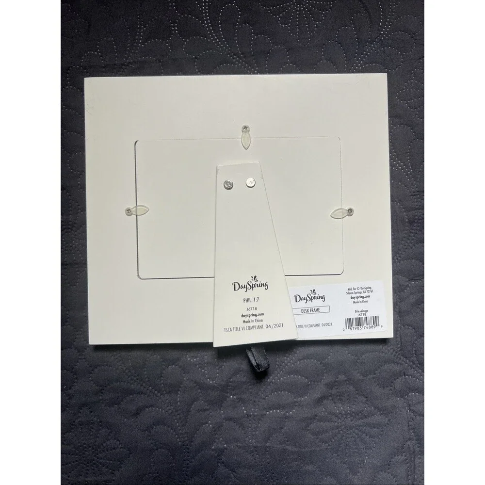 Daysprings Blessings Wooden Inspirational Photo Frame White Gold Home Decor Gift